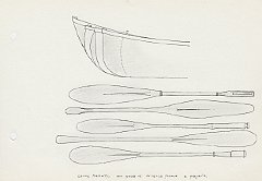 036 Canoe Malecite con prua di diversa forma e pagaia